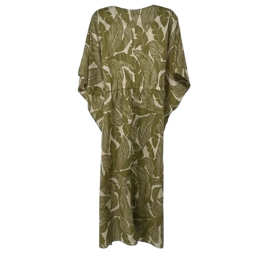 True Destinations Caftan Coverup size small Flutter Sleeve Beach palm vacation